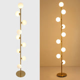 Modern LED Gold 9-Light Tree Floor Lamp White Glass Globe