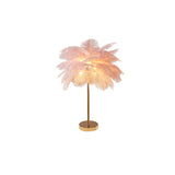 Lampe de table en or en plumes blanches style moderne unique