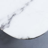 Mesa de comedor moderna de 71" con superficie de mármol de imitación, mesa de comedor rectangular blanca