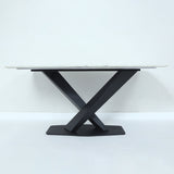 63 "モダンな長方形のフェイク大理石のダイニングテーブルと金属Xベース