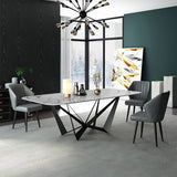 Modern Stylish 79" Rectangle White Faux Marble Top Dining Table in Large