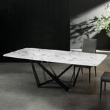 Modern Stylish 79" Rectangle White Faux Marble Top Dining Table in Large