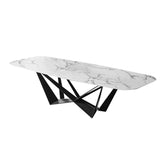 Modern Stylish 79" Rectangle White Faux Marble Top Dining Table in Large