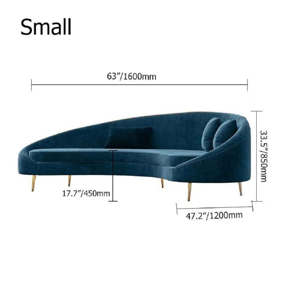 Modern 94.5" Bronze Velvet Curved Sofa Gold Metal Toss Pillow Included-Richsoul-Furniture,Living Room Furniture,Sofas &amp; Loveseats