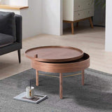 Modern Round Wood Rotating Tray Coffee Table with Storage & Metal Legs in Black-Richsoul-Coffee Tables,Furniture,Living Room Furniture