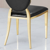 Classic Luxury Upholstered White PU Leather Dining Chair Gold Stainless Steel Set of 2