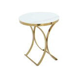 Modern Luxurious Round White Stone Side Table X-Base End Table in Gold-Richsoul-End &amp; Side Tables,Furniture,Living Room Furniture