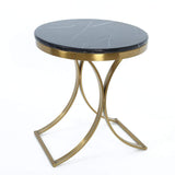 Modern Luxurious Round White Stone Side Table X-Base End Table in Gold-Richsoul-End &amp; Side Tables,Furniture,Living Room Furniture