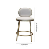 Modern Beige Faux Leather Upholstery Round Counter Stool with Back