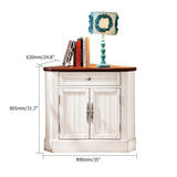 Farmhouse Corner Accent Cabinet Distressed Triangle Cabinet with Doors White