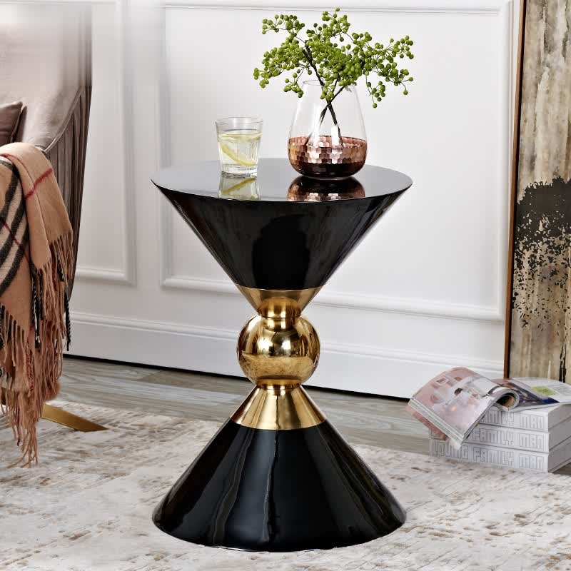 Modern Round Black End Table of Hourglass Fiberglass in Small-Richsoul-End &amp; Side Tables,Furniture,Living Room Furniture
