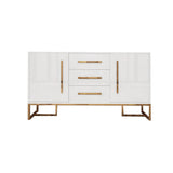 White Modern 59" Wood Sideboard with Drawers Kitchen Buffet Cabinet