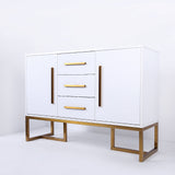 Portes modernes de 47 "Buffet blanc 2 et 3 tiroirs armoire à plateau de rangement de cuisine en or