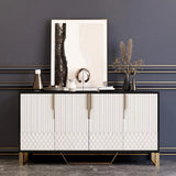 Contemporary White and Black Wood Sideboard Buffet Table 4 Doors for Kitchen Storage 60