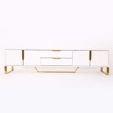 Aro Modern White Wood TV Stand with 2 Drawers & 4 Doors Media Console for 80" TVs-Richsoul-Furniture,Living Room Furniture,TV Stands
