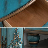 Armoire à accent en bois de triangle antique avec 2 portes et 2 tiroirs en bleu