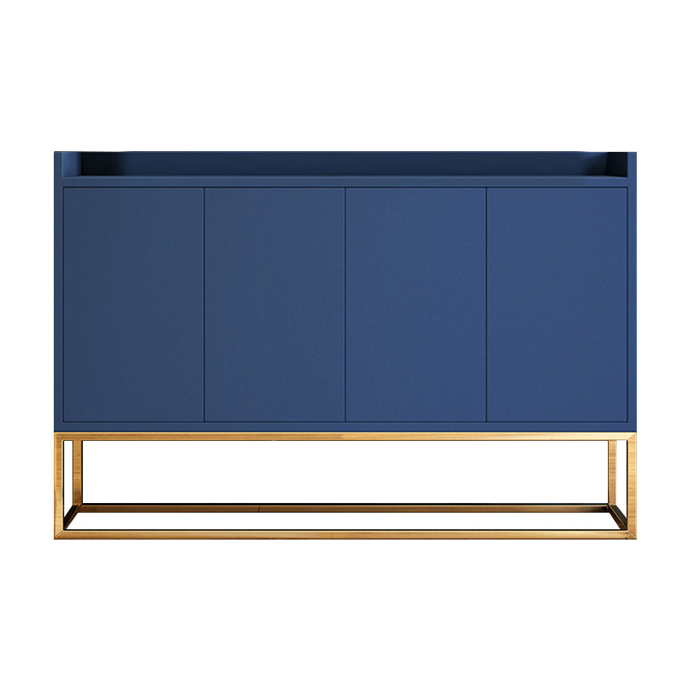 Modern 47" Blue Buffet Sideboard Kitchen Sideboard Cabinet with 4 Doors in Gold