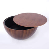 Round Drum Coffee Table with Storage Walnut Bowl Shaped Coffee Table Style A-Richsoul-Coffee Tables,Furniture,Living Room Furniture