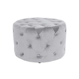 Tufted Ottoman Light Gray Velvet Ottoman Coffee Table Tufted Cocktail Ottoman Round-Richsoul-Furniture,Living Room Furniture,Ottomans &amp; Benches