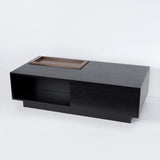 Rectangular Coffee Table with Drawer and Removable Tray top in Black & Walnut Style A-Richsoul-Coffee Tables,Furniture,Living Room Furniture