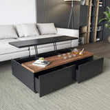Rectangular Coffee Table with Drawer and Removable Tray top in Black & Walnut Style A-Richsoul-Coffee Tables,Furniture,Living Room Furniture