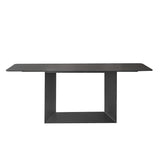 Mesa de comedor rectangular moderna de piedra de 79" en latón envejecido
