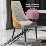 Juego de 2 sillas minimalistas de piel sintética tapizadas en naranja y beige para mesa de comedor