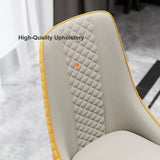 Minimalist Orange & Beige Upholstered Faux Leather Chair For Dining Table Set of 2