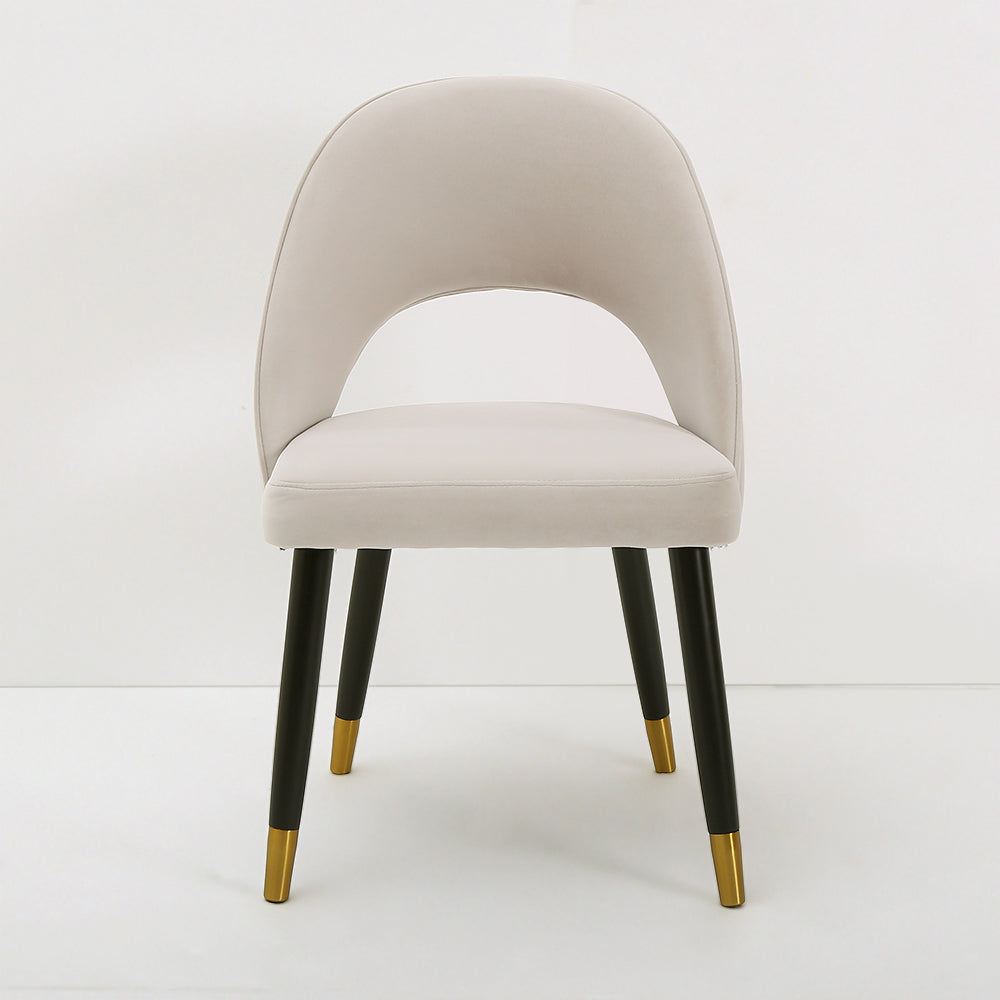 Modern Upholstered Light Gray Dining Chair Velvet Side Chairs Set of 2