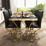 55" Modern Black Rectangle Tempered Glass Dining Table