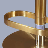 バックレスト付きスイベルバースツール調整可能な高さベージュベルベット室内装飾品のゴールド仕上げ