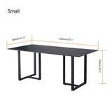 Mesa de comedor rectangular de piedra de 63" Mesa de comedor negra Base de acero al carbono