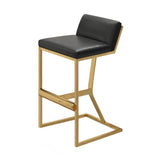 Black PU Leather Bar Stool & Counter Stool Gold Legs with Footrest