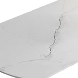 71" Moderner ausziehbarer weißer Stein-Esstisch mit Drop Leaf Trestle Base 4-6 Seater
