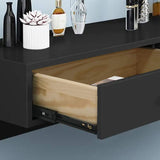 Modern Black Floating Desk Mounted Writing Desk with Drawers Side Cabinet Included-Desks,Furniture,Office Furniture