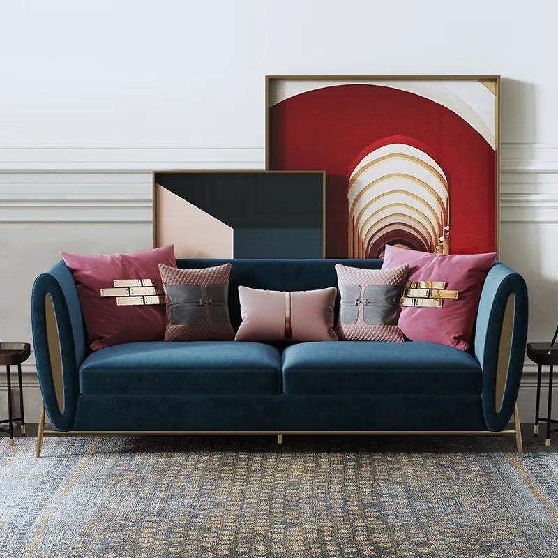 Beige Velvet Upholstered Sofa 3-Seater Sofa Luxury Sofa Solid Wood Frame with Gold Legs-Richsoul-Furniture,Living Room Furniture,Sofas &amp; Loveseats