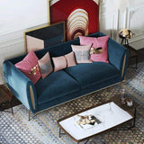 Beige Velvet Upholstered Sofa 3-Seater Sofa Luxury Sofa Solid Wood Frame with Gold Legs-Richsoul-Furniture,Living Room Furniture,Sofas &amp; Loveseats