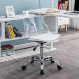 Silla de oficina giratoria moderna Silla de escritorio de plástico transparente con altura ajustable en blanco