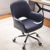 Gray Swivel Office Chair for Desk Upholstered Faux Leather Task Chair Adjustable Height-Furniture,Office Chairs,Office Furniture
