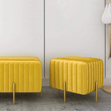 Contemporary Square Pouf Ottoman Round Upholstered Velvet Ottoman Footrest in Yellow-Richsoul-Furniture,Living Room Furniture,Ottomans &amp; Benches