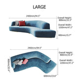 82.7"/94.5" Blue Curved Sofa Upholstered Corner Chaise Sofa Velvet-Furniture,Living Room Furniture,Sofas &amp; Loveseats