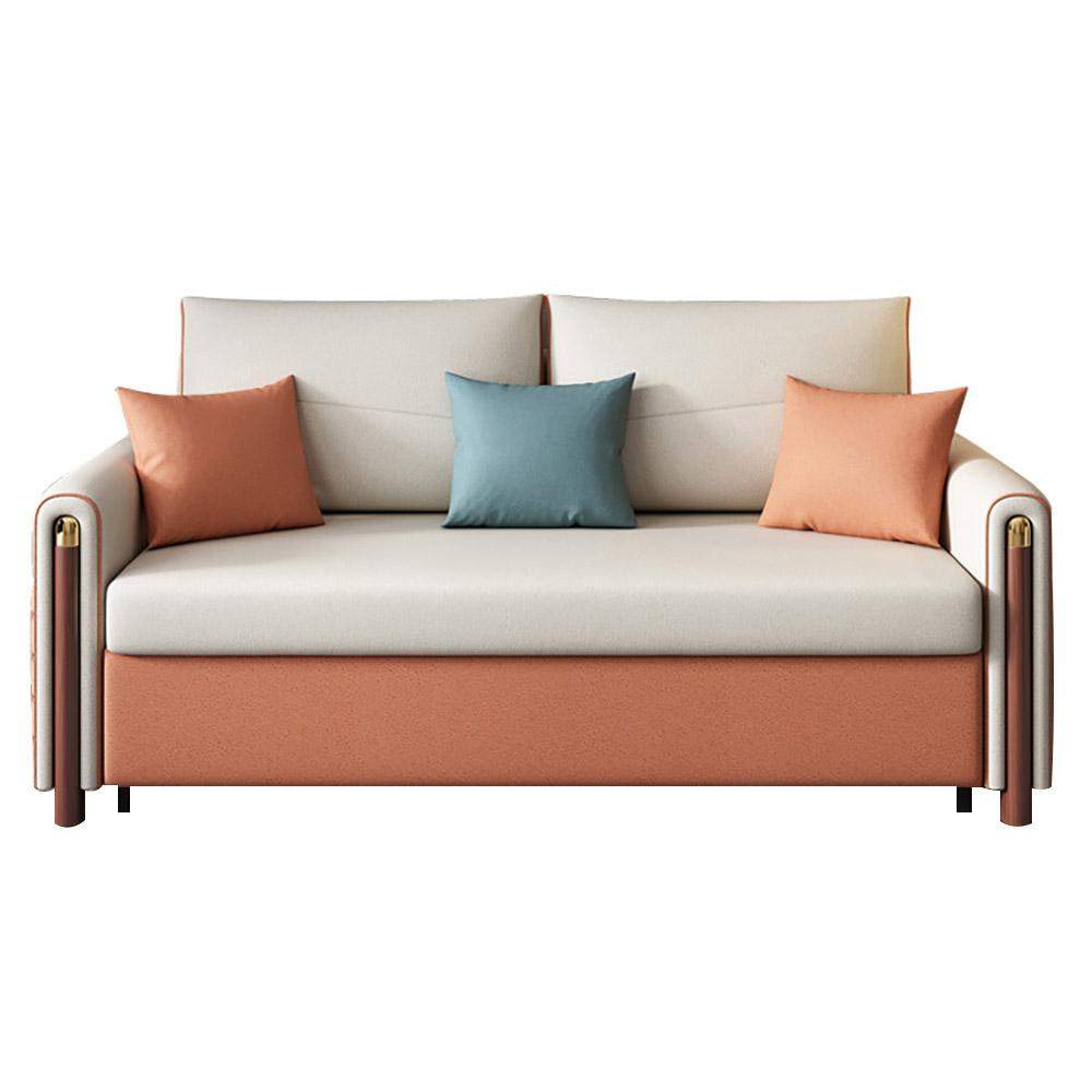King Sleeper Sofa Upholstered Convertible Sofa White & Orange Leath-Aire-Richsoul-Daybeds,Furniture,Living Room Furniture