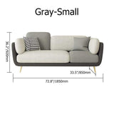 72.5" Gray Upholstered Sofa 3-Seaters Modern Gold Couch for Living Room in Small-Richsoul-Furniture,Living Room Furniture,Sofas &amp; Loveseats