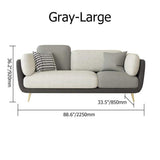 72.5" Gray Upholstered Sofa 3-Seaters Modern Gold Couch for Living Room in Small-Richsoul-Furniture,Living Room Furniture,Sofas &amp; Loveseats