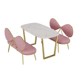 Pink 49" Bowknot Loveseat Velvet Upholstered Sofa in Gold Legs-Richsoul-Furniture,Living Room Furniture,Sofas &amp; Loveseats
