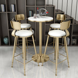 39.8" Modern White Bar Stool Set of 2 with Backs and Footrests Counter Height Stools