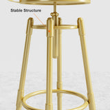 スイベル調整可能な高さベルベット布張りのバースツールグリーンと金の脚セット2