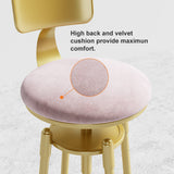 Pink and Gold Swivel Adjustable Height Upholstered Bar Stool Set of 2