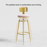 Pink and Gold Swivel Adjustable Height Upholstered Bar Stool Set of 2