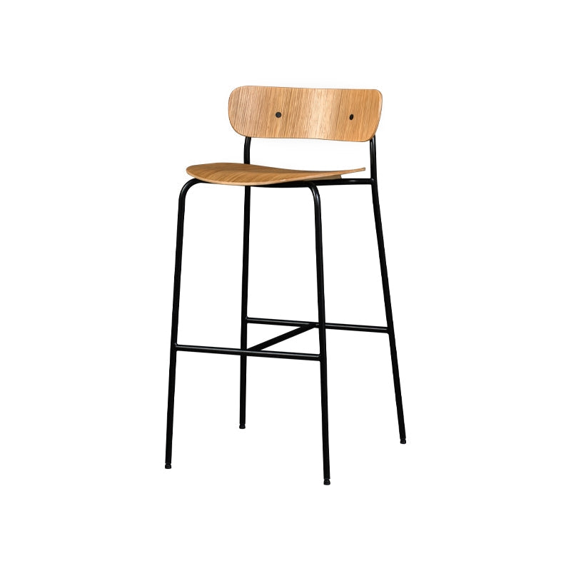 Natural Counter Height Bar Stool Solid Wood Counter Stool with Footrest Metal
